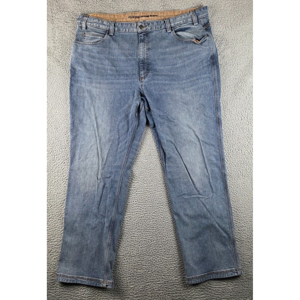 Duluth Trading Flex Ballroom Jeans Mens 44x34 (43x33) Blue Relaxed Fit Denim